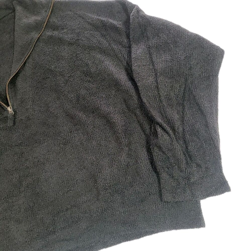 Barefoot Dreams Cozychic‎ Light Oversized Sweater 3X Black Half Zip - Picture 2 of 13